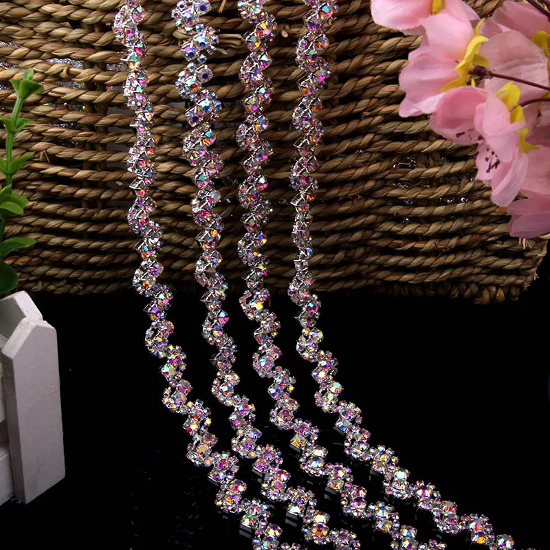 1 ярд, 1,4 СМ, аппликация Стразы с кристаллами, цепочка для платья, ожерелья, ремня, одежды, сумок, отделка, сделай сам, пришить серебристый, золо...