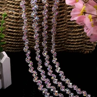1 yard 1 4 cm crystal rhinestones chain applique for dress necklace belt clothes bags trim diy sew on silver ab gold ab