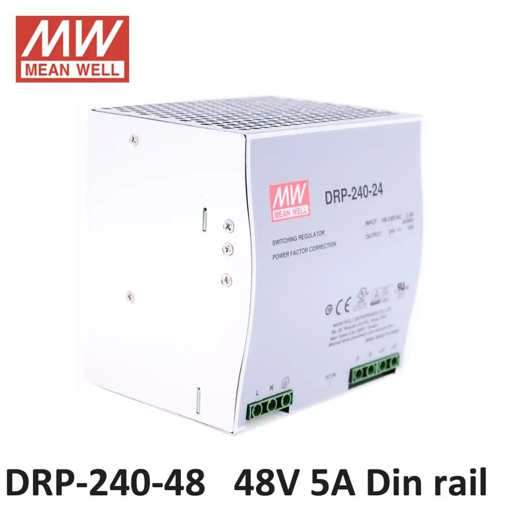 MeanWell DRP-240W PFC Функция Din rail источник питания 24 В 10A 48 5A 240 Вт Промышленный DIN Rail