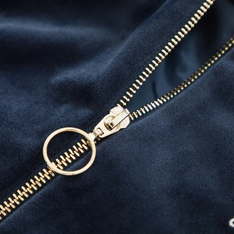 SEMIR Женская бархатная куртка бомбер бейсбольная с вышивкой полным карманом на