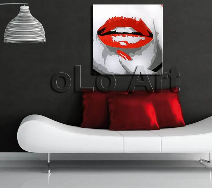 Ручная роспись современные черные/белые сексуальные красные губы поп арт