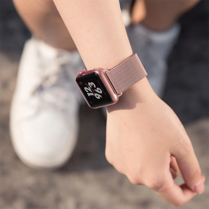 Milanese Loop ремешок для apple watch группу Корреа 4 44 мм 42 38 40 из нержавеющей стали браслет