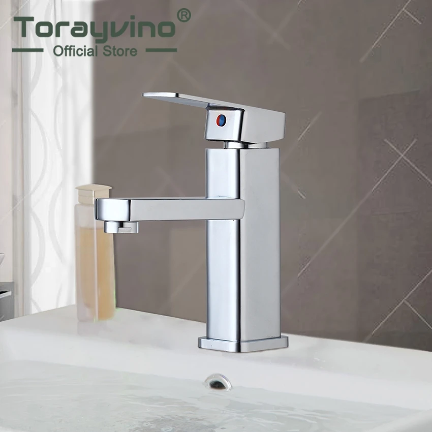 

Torayvino Bathroom Faucet Contemporary Chrome Finish Deck Mounted Faucets Single Hole Bathroom Single Handle Faucet Water Tap