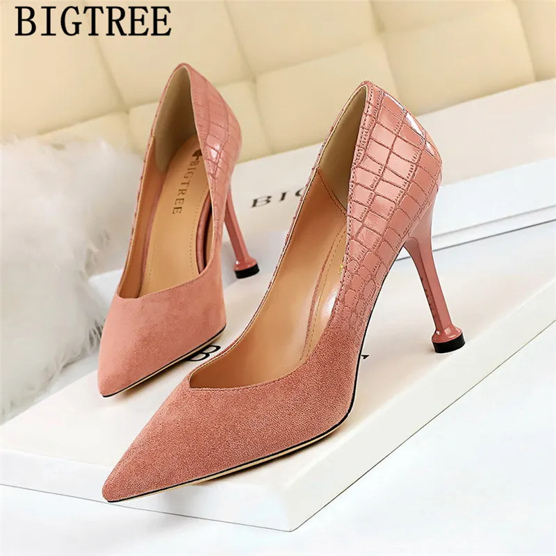 Туфли-лодочки Bigtree женские Крокодиловая обувь высокий каблук пикантные офисные