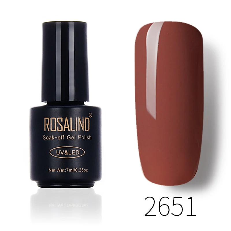 2651 ROSALIND кофе цвета 7 мл; Гель-лак для ногтей лак УФ светодиодный ЛАМПА Маникюр дизайн ногтей почти без аромата длинные-стойкий Гель-лак - Цвет: 2651