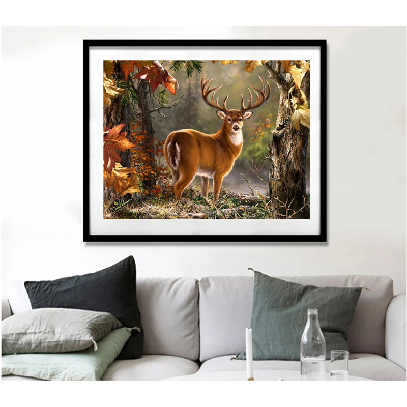 Diamond Embroidery Painting Animal 5D DIY Mosaic Deer in forest Full Round Square Home Decoration | Дом и сад