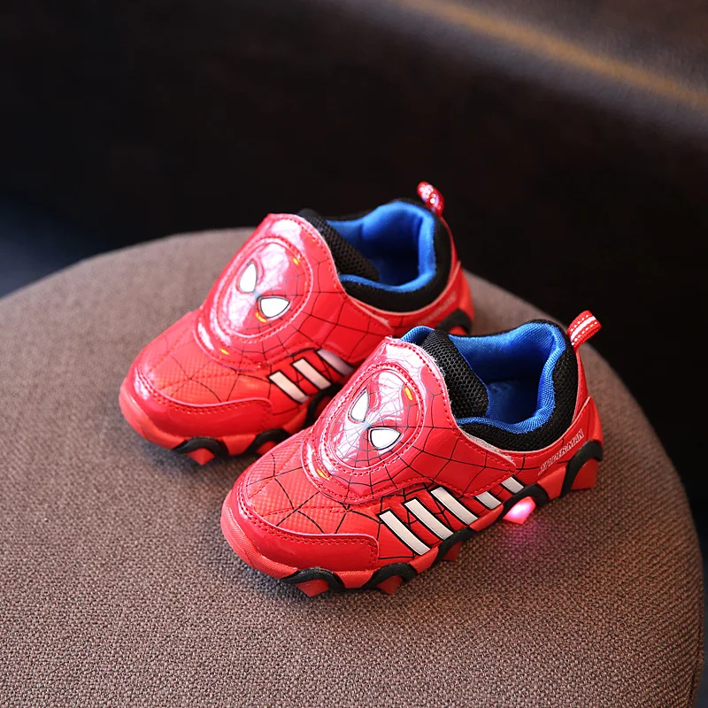 Детская Обувь с свет-паук модные светящиеся Спортивная обувь малышей для девочек