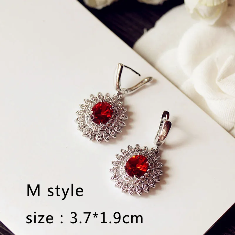 M style Роскошные бордовые винно-красные длинные висячие серьги геометрической формы с большим квадратным кубическим цирконием для женщин, вечерние, свадебные ювелирные изделия, подарок - Окраска металла: M style