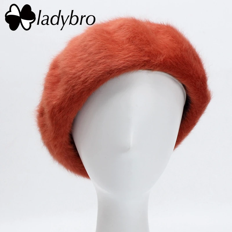 Элегантный однотонный берет Ladybro женская меховая шапка осенне зимняя теплая