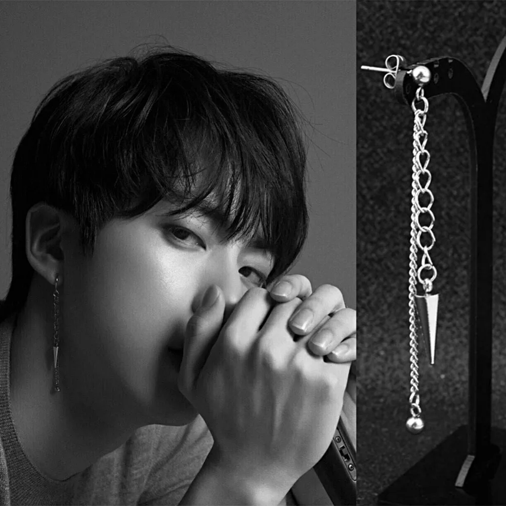 Мужские Серьги KPOP из нержавеющей стали 1 шт. корейские модные длинные готические
