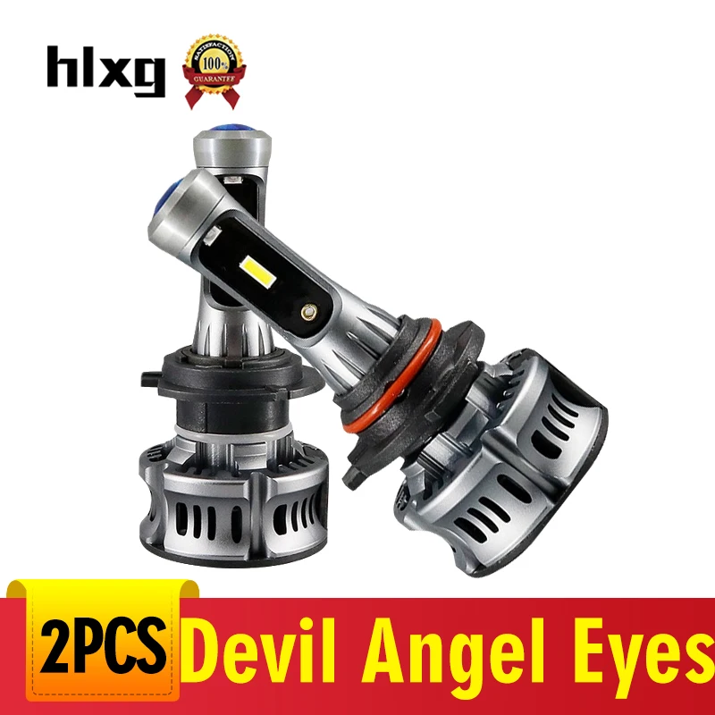 Hlxg 2 шт. 25000K H7 светодиодный автомобильный проектор фары 9006 H11 LED 9005 HB3 HB4 H8 H9 8000K