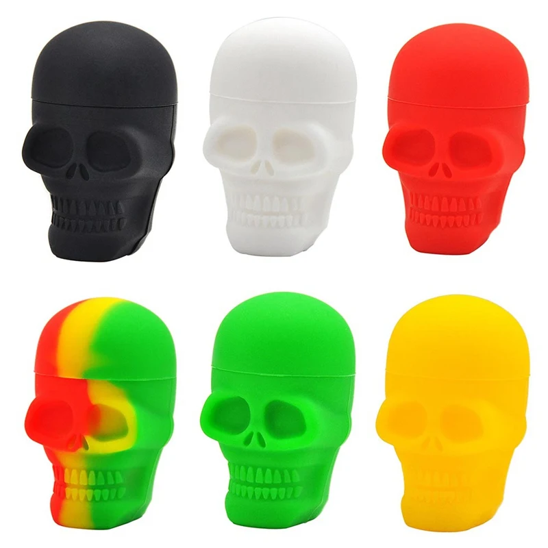 

Food-Grade Silicone 5ml 15ml Silicone Jar Random Color Cool Small Skull Silicone Container For Oil Wax Dab Tool E-cigarette