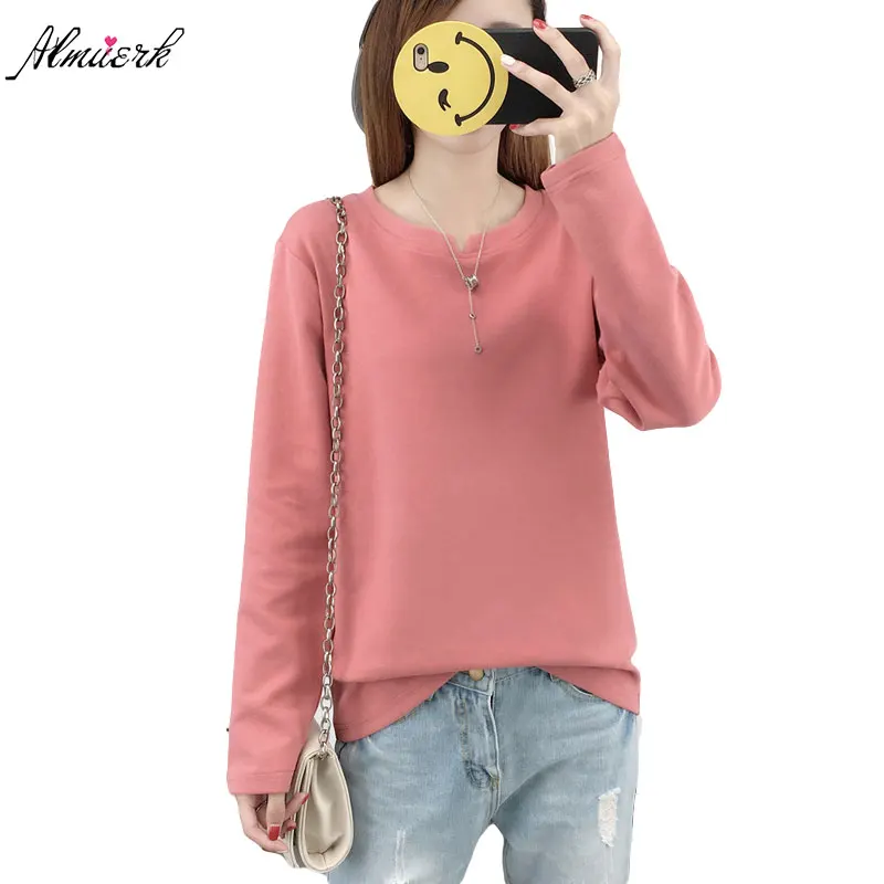 Женская хлопковая Футболка с круглым вырезом длинным рукавом|cotton t-shirt|t-shirt long