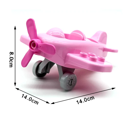 Mini Pink plane Модель автомобиля самолет большие строительные блоки вертолет Перевозки грузовик бульдозер Совместимость Duploe рисунок автомобиля набор кирпичи BoyToy подарок - Цвет: Mini Pink plane