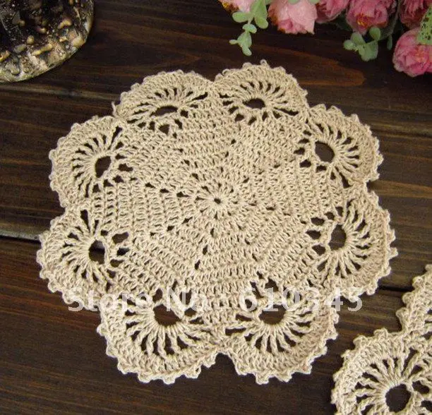 Коврик для чашки ручной работы из 100% хлопка серовато-бежевая салфетка 20 см х 12