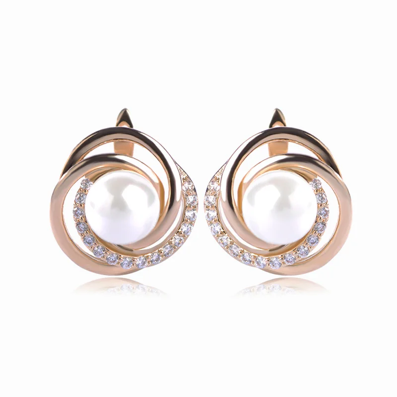 Blucome Имитация Цветка Перлы Ювелирные Наборы Серьги-Гвоздики и Кольцо Для Женщин