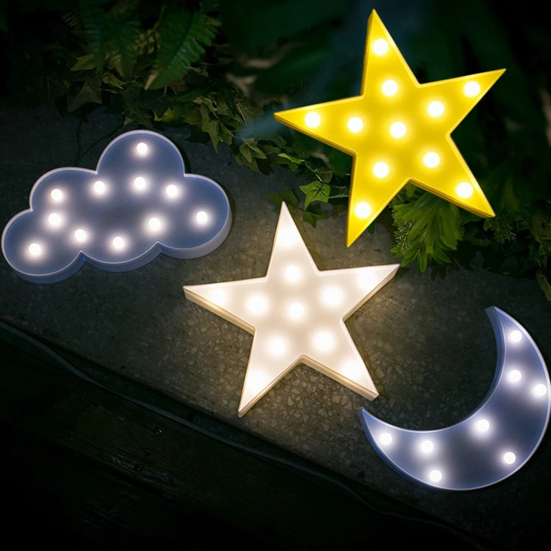 

Декоративные светодиодные ночники в виде Луны, звезды, облака, настольные лампы для детей, украшение для дня рождения, праздвечерние, дома, Р...