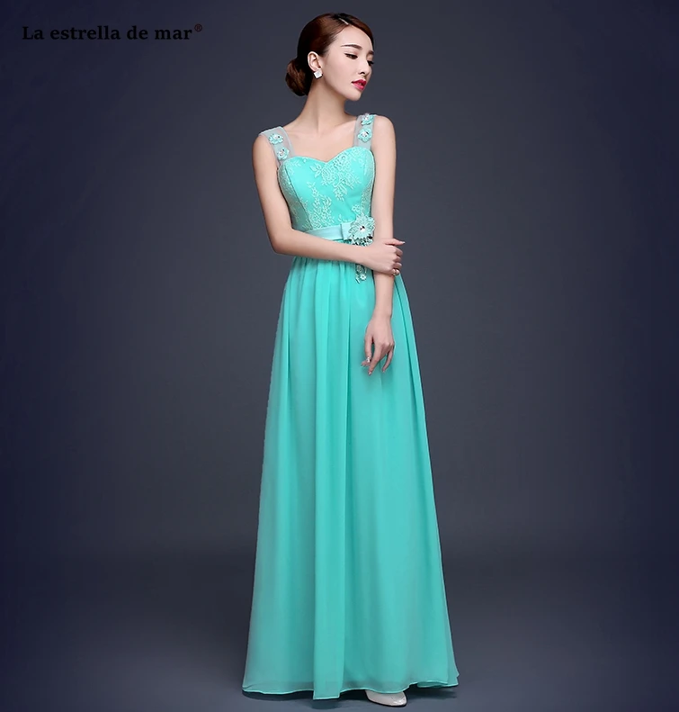 La estrella de mar vestiti donna eleganti для cerimonie2019 кружево шифон линии 6 стиль бирюзовое платье подружки невесты длинные chea