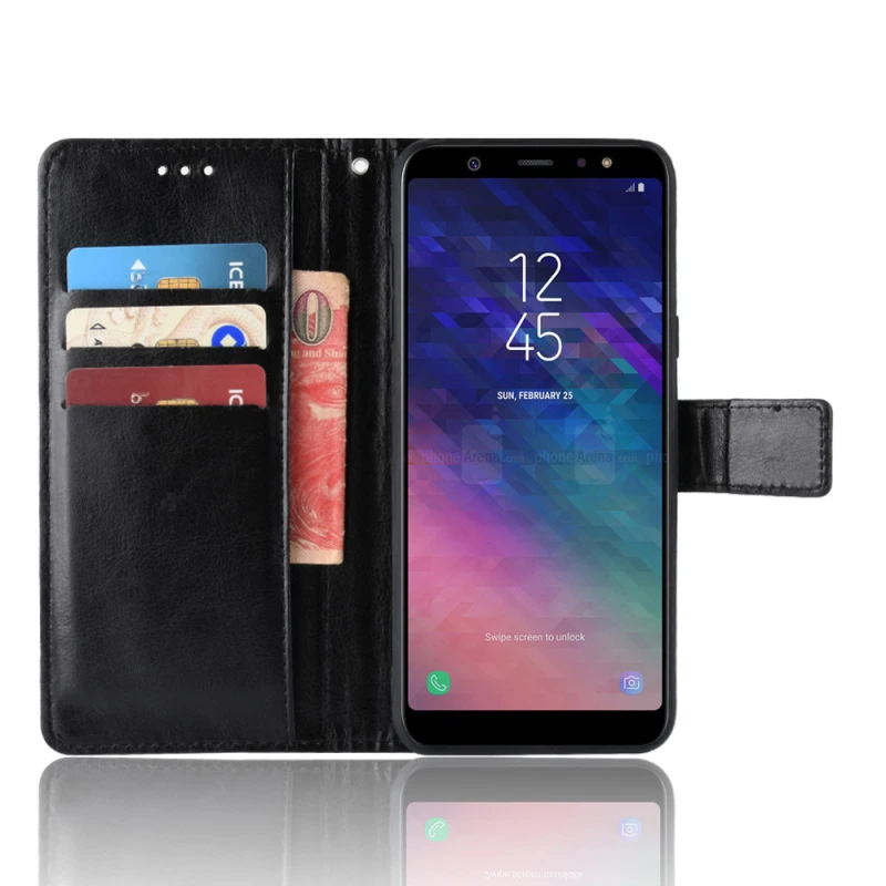Флип чехол из искусственной кожи с подставкой и ТПУ для Samsung Galaxy A9 Star Lite