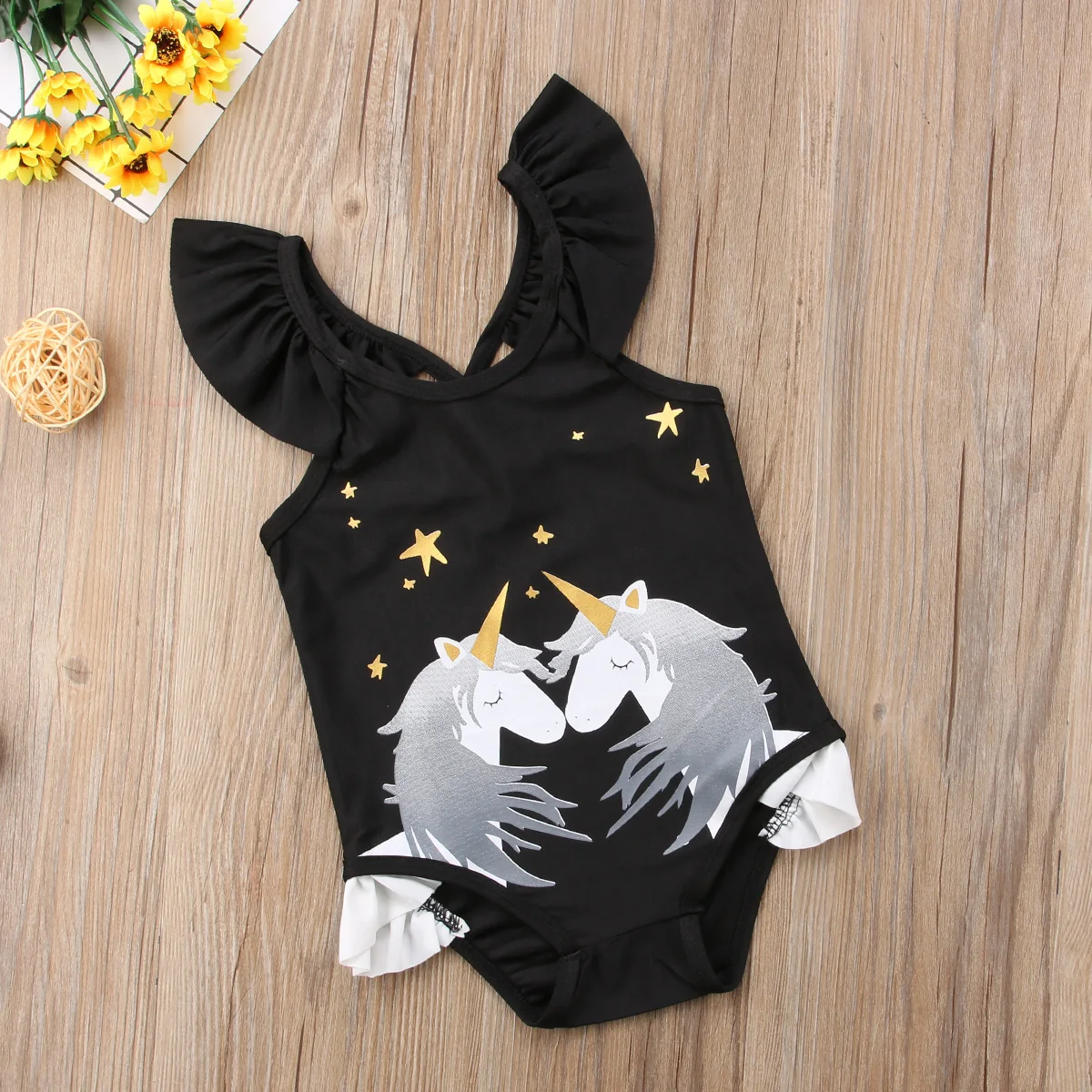 Купальник-бикини с рисунком единорога для маленьких девочек летняя одежда