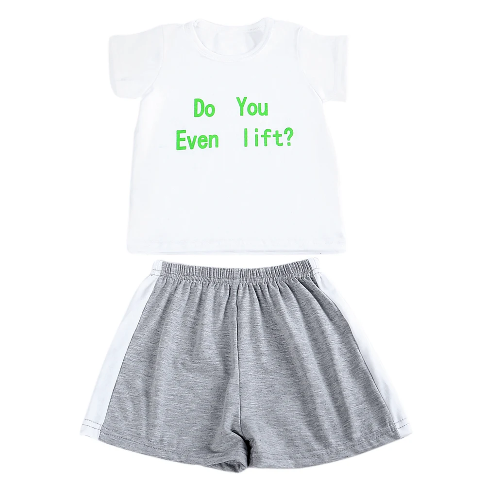 2 шт./компл. комплект одежды для малышей белая футболка с буквенным принтом