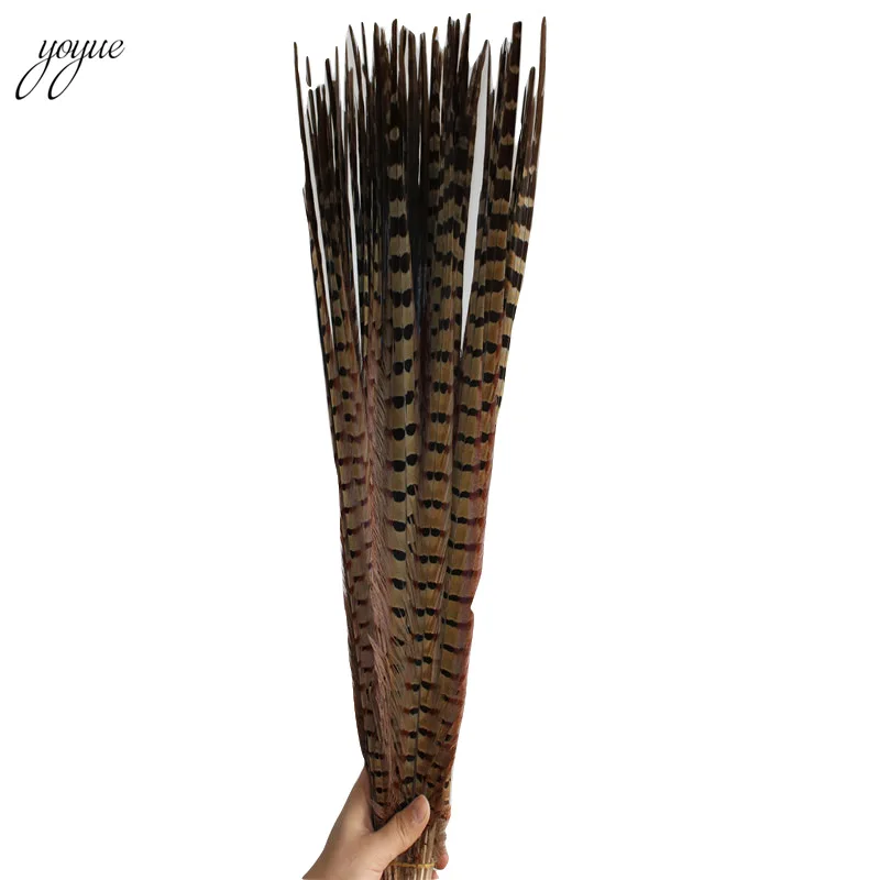 Plumas de cola de fais&aacute;n para decoraci&oacute;n de boda, plumas naturales para manualidades, 55-60CM, 22-24 pulgadas, venta al por mayor, 100 unids/lote-2