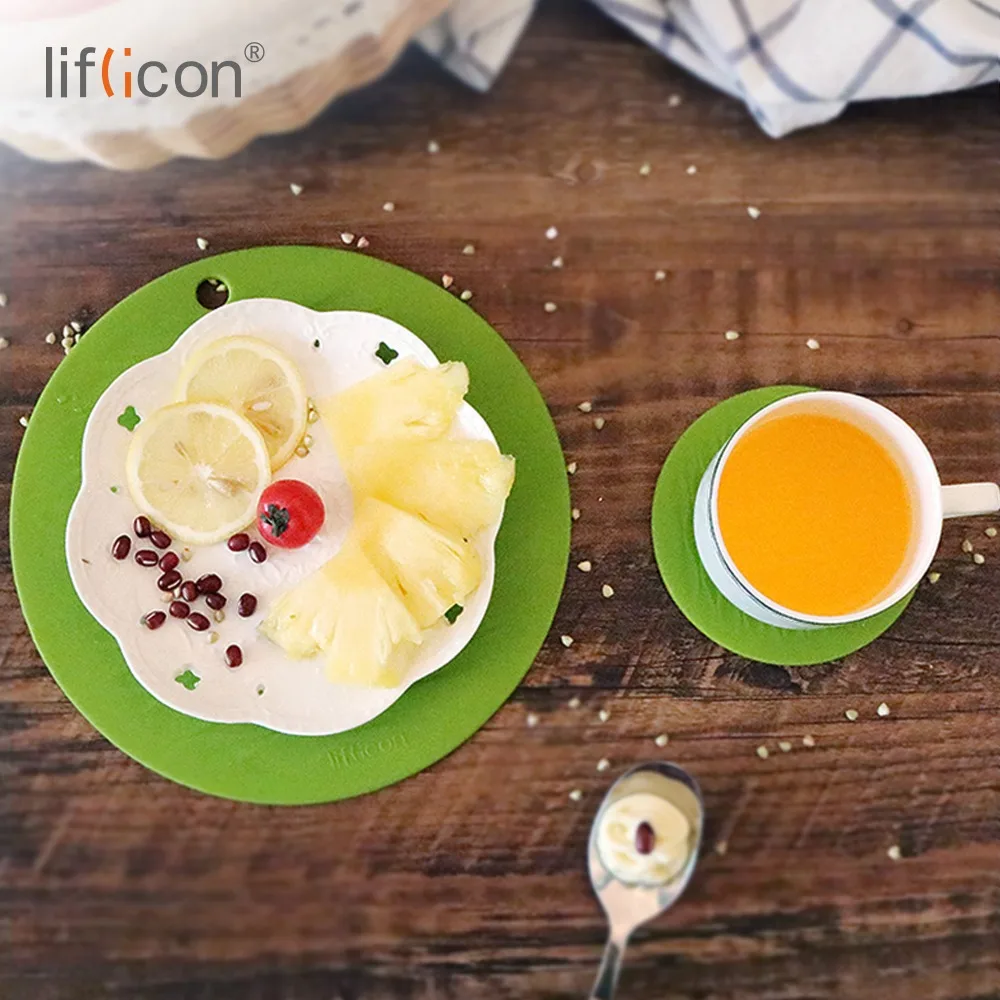 Liflicon круглые чистые силиконовые подставки под миски теплоизоляция Нескользящие колодки Современная подставка под чашку креативный Настольный коврик Think Pot Trivet Hole