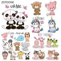 zotoone cute unicorn stripes patches set iron on transfer bear dog patches for girl kids clothing diy heat transfer stickers g
