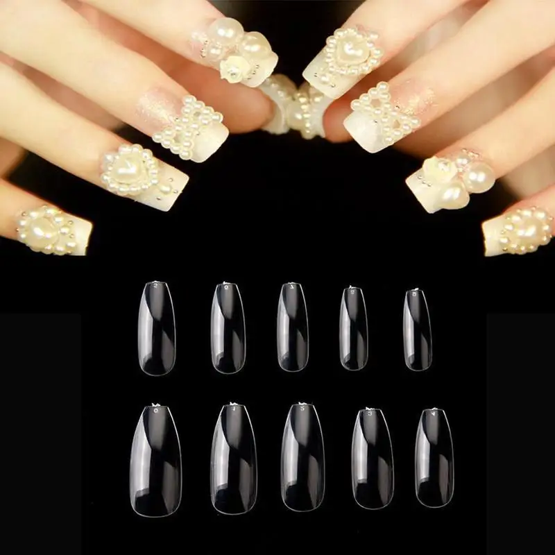 500 шт./пакет балерина Nail Art Советы прозрачный/натуральный накладные ногти гроб искусственные ногти полное покрытие маникюр французские накладные ногти