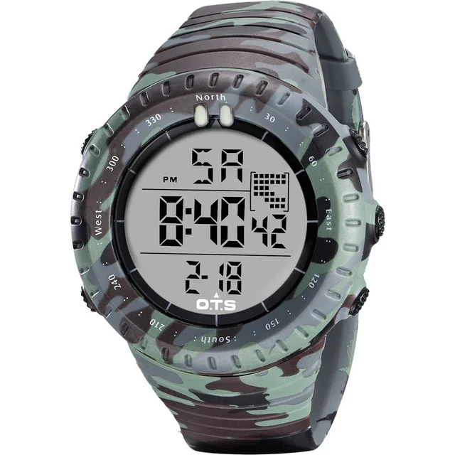 Light Camouflage A OTS цифровые часы мужские спортивные часы 50 м водонепроницаемые часы с большим циферблатом светодиодный часы для улицы военные светящиеся наручные часы - Цвет: Light Camouflage A