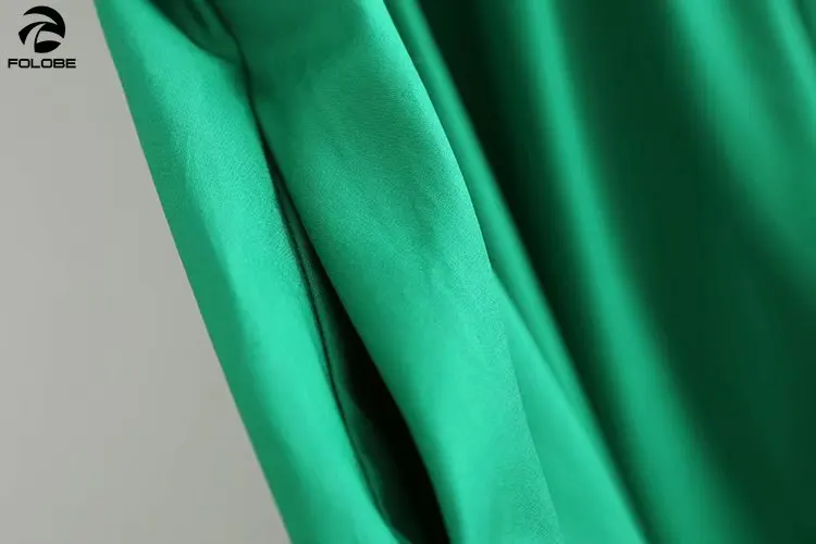 

FOLOBE Green Long Dress For Women V-neck Sashes Bow With Pocket Ladies Short Sleeve Causal Dress Outwear Party Dress vestido