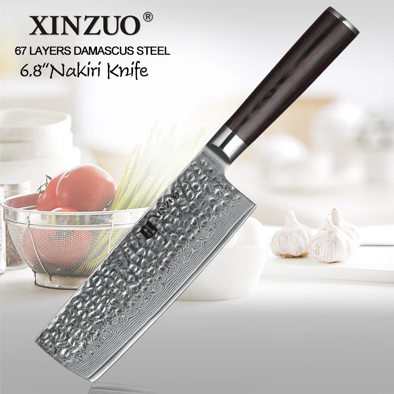 XINZUO 6,8 дюймов Дамасская сталь кухонные ножи китайский стиль нержавеющая сталь кухонный нож для тонкой нарезки с ручкой Pakkawood