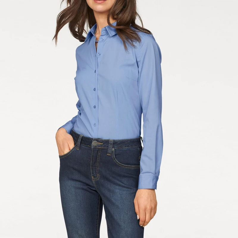 Dioufond белая деловая рубашка для женщин блузка с длинными рукавами синий женские