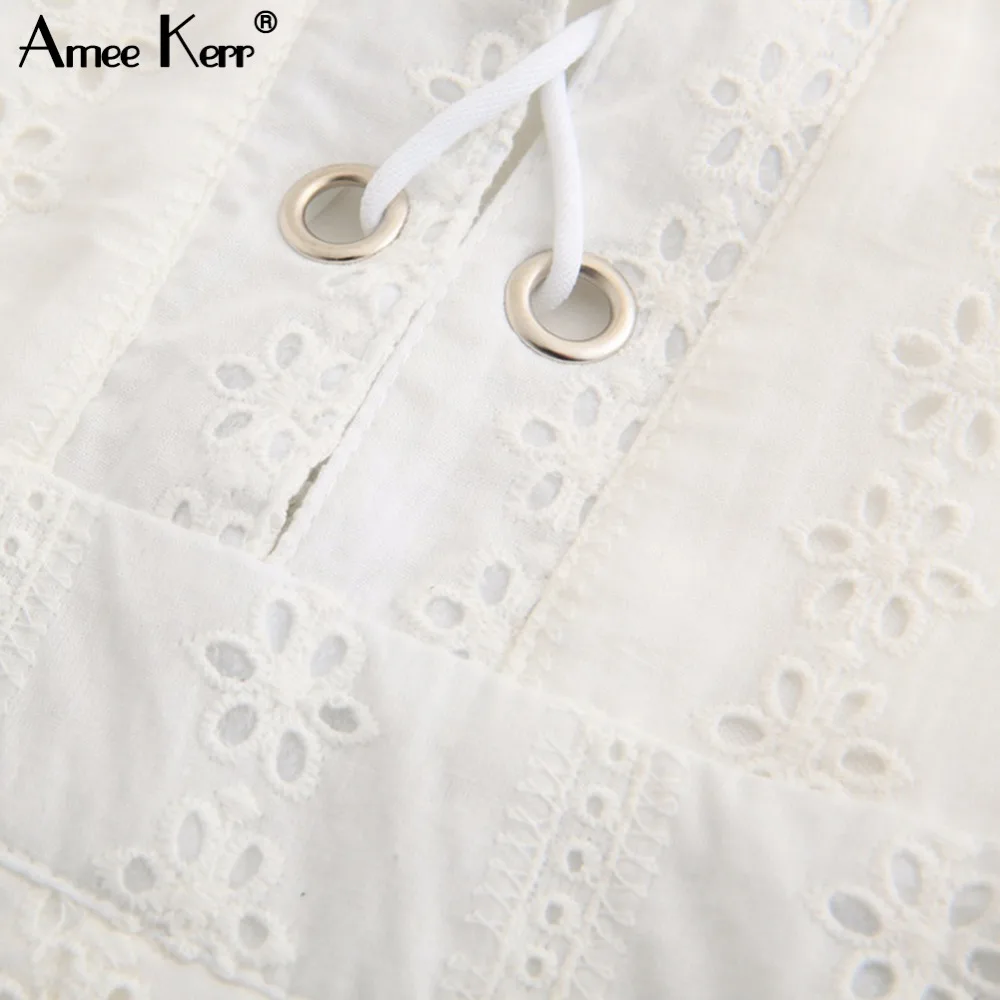 Amee Керр белая повязка v образным вырезом полые Playsuit спинки Womenn короткое лето
