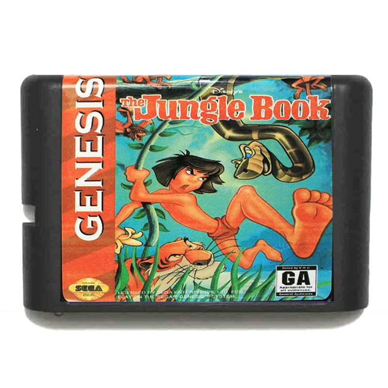 &quotФутболка для мальчиков с рисунком из мультфильма Jungle Book 16 бит Sega MD карточная