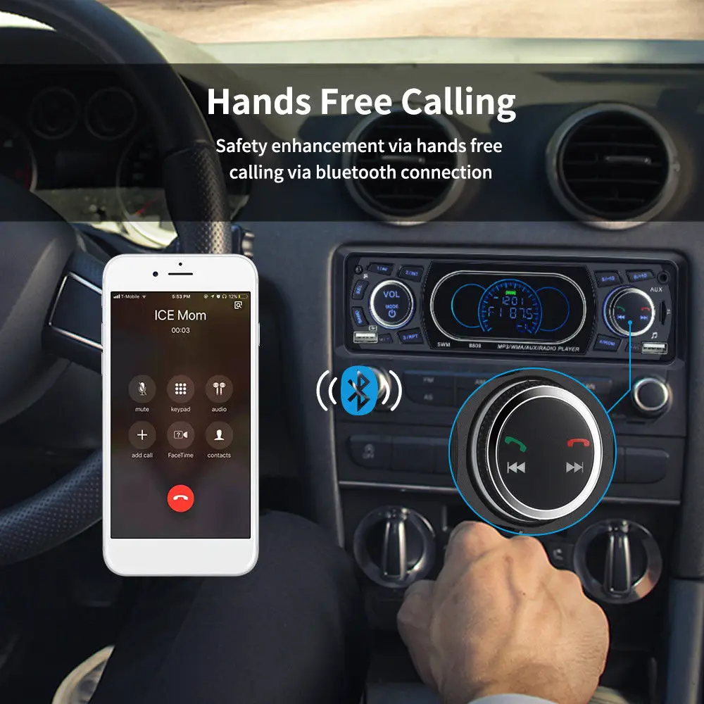 8809 Bluetooth стерео аудио удаленный mp3-плеер 1 AUX/TF/USB FM автомобильное радио