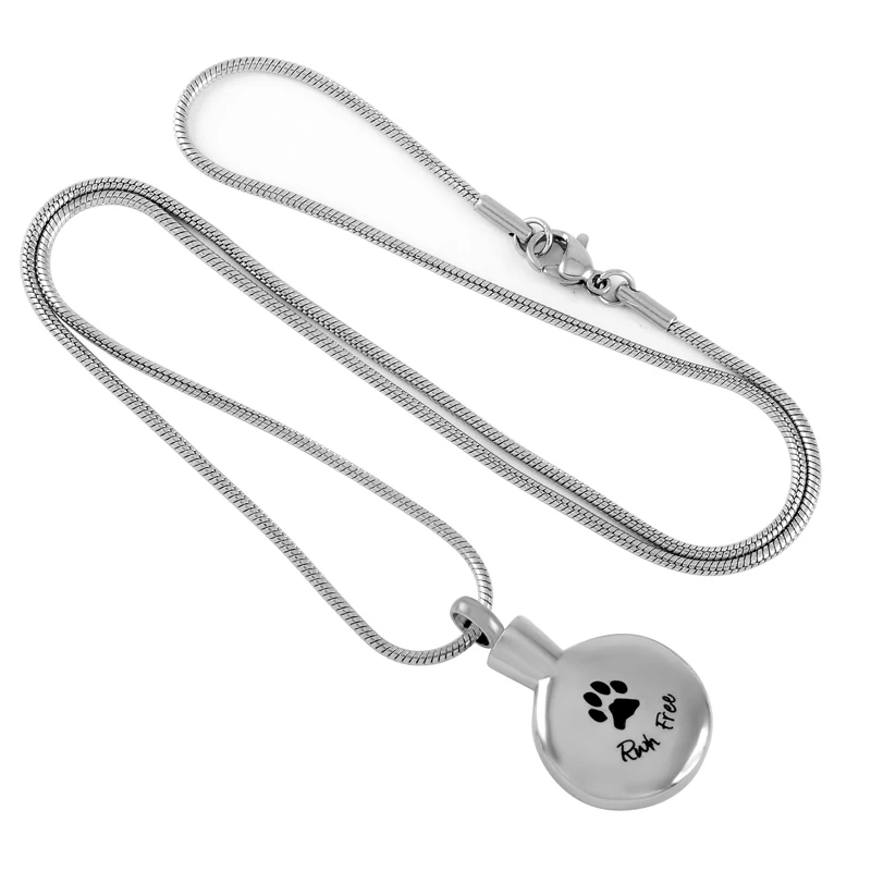 

IJD9425 Paw Print Stainess Steel Cremation Keepsake Pendant for Ashes Urn Necklace Heart Memorial Pendant Jewelry