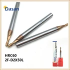 5 шт. Концевая фреза 2 мм HRC60 2F-D2X50L твердосплавная спиральная плоская фреза с покрытием TiAlN CNC прямой хвостовик фреза инструмент