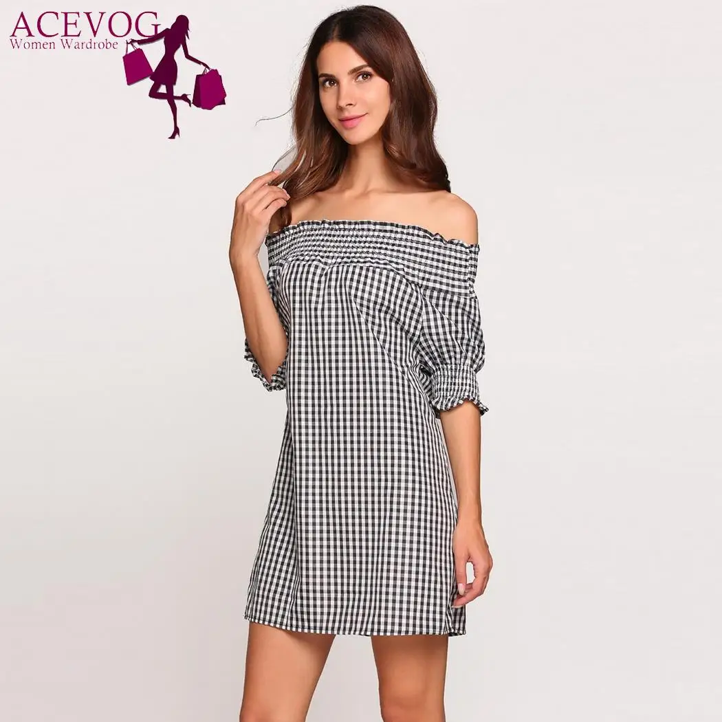 С пышными рукавами половины плеча Пледы Платье трапециевидной формы | Женская