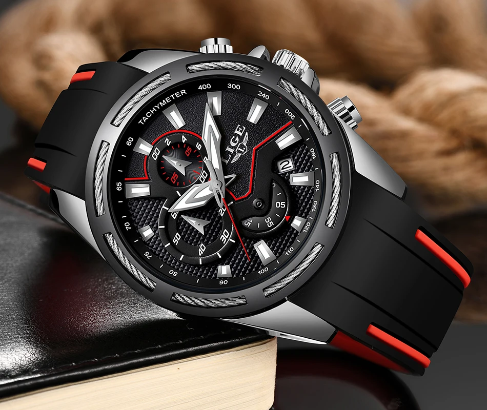 Relogio Masculino LIGE, новые спортивные часы для мужчин, модные брендовые Роскошные водонепроницаемые военные мужские наручные часы, силиконовые Серебристые кварцевые часы