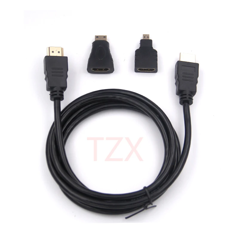 Лидер продаж 2017 Full HD 3 в 1 HDMI мини микро кабель V1.4 золотистый цвет стандартный
