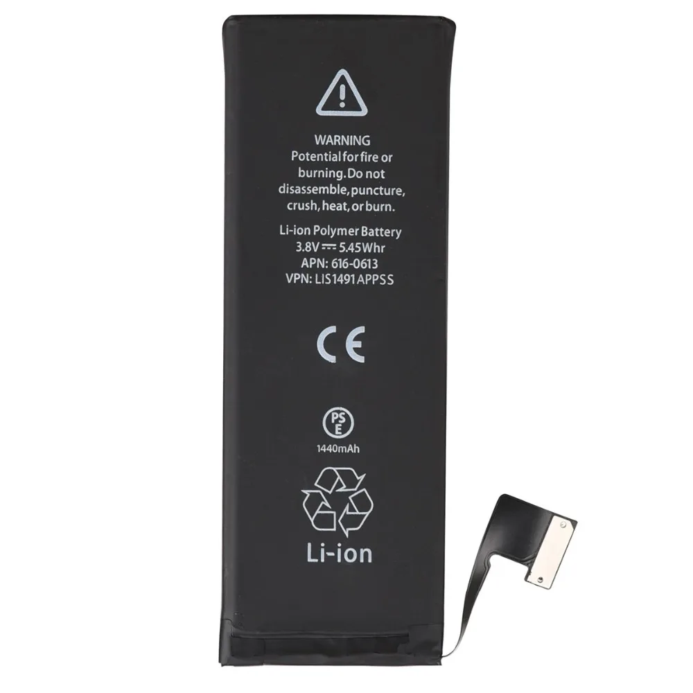 1 шт. 1440 мАч аккумулятор для телефона iPhone 5 запасная батарея сотового Bateria Batterij