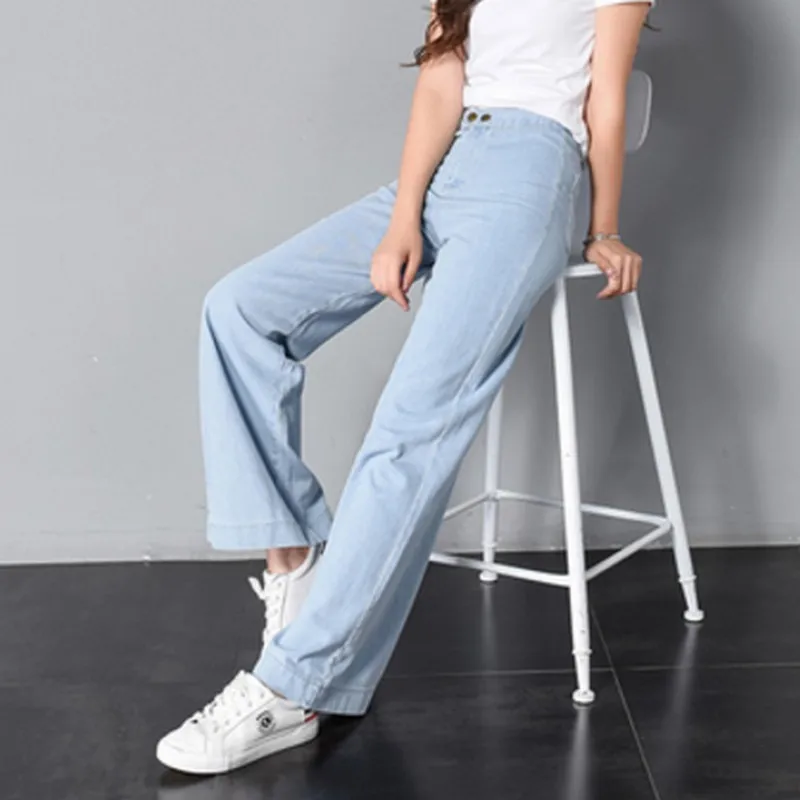 PLAMTEE Винтаж широкие брюки джинсы свободные промывают водой Высокая Талия