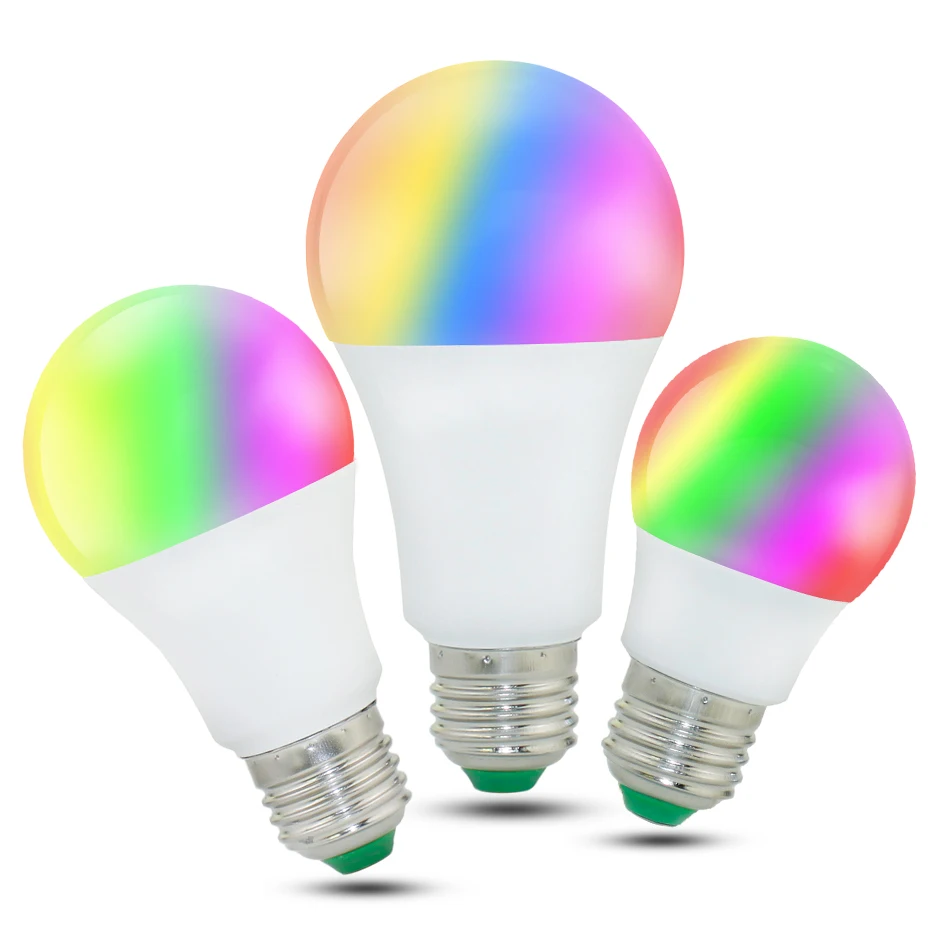 

E27 цветная (RGB) Светодиодная лампа E27 15 Вт 10 Вт 5 Вт Светодиодная лампа RGBW затемнения ампулы Smart LED огни для домашнего праздника украшение с дист...