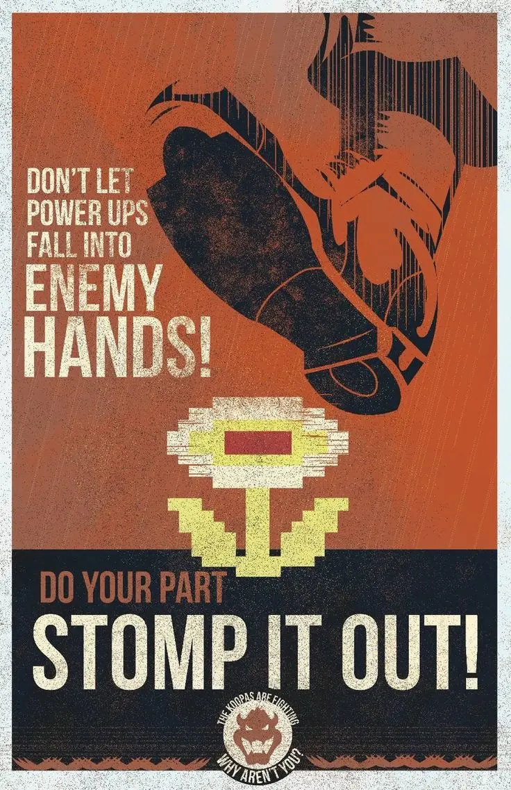 STOMP IT OUT ENEMY HANDS Mario ВИНТАЖНЫЙ ПЛАКАТ в стиле ретро декоративные настенные холщовые