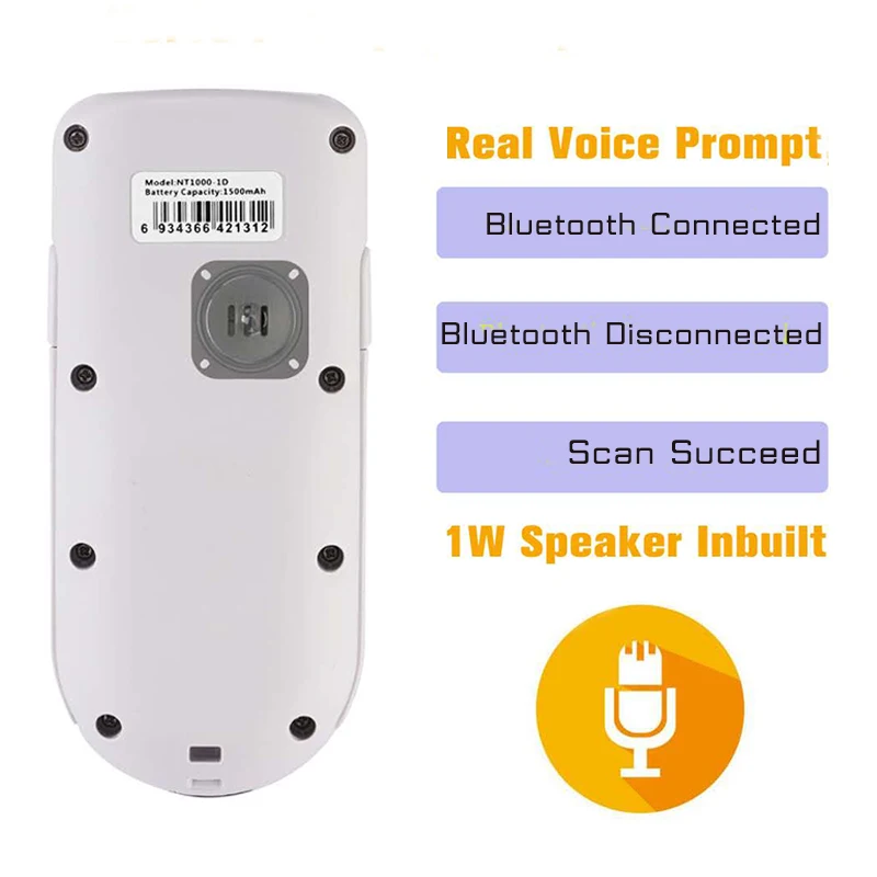 NT1000 1D 2D QR сканер штрих кода портативный мини Bluetooth 4 0 считыватель работает с