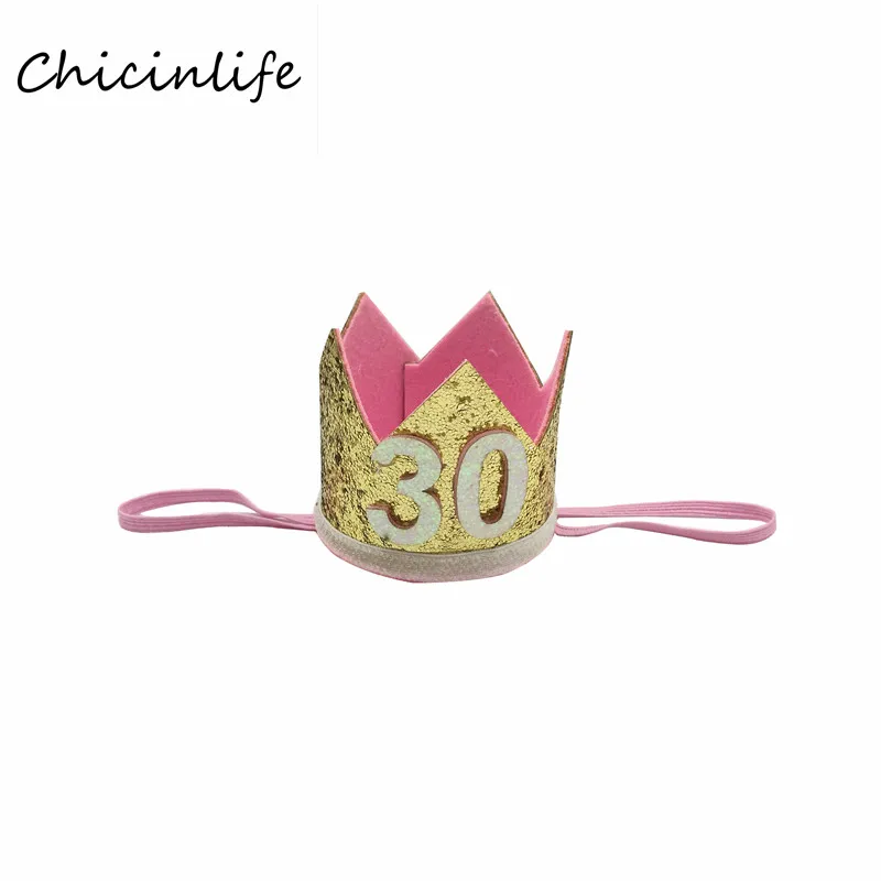 Gold 30 Chicinlife 1 шт. 30 40 50 60 Корона повязка Adlut День рождения украшение шляпа День рождения Юбилей поставки - Цвет: Gold 30