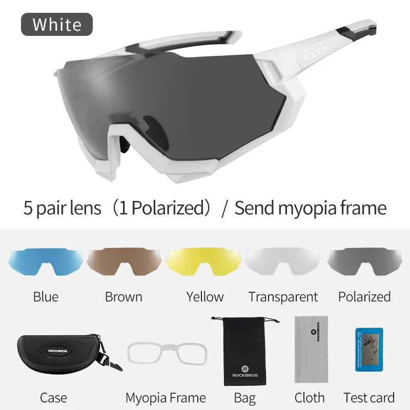 Half-frame White ROCKBROS Cycling Glasses Bicycle Polarized Photochromic Myopia Glasses Bike Eyewear Sport Men Women Fishing Cycling Sunglasses - Цвет: Half-frame White