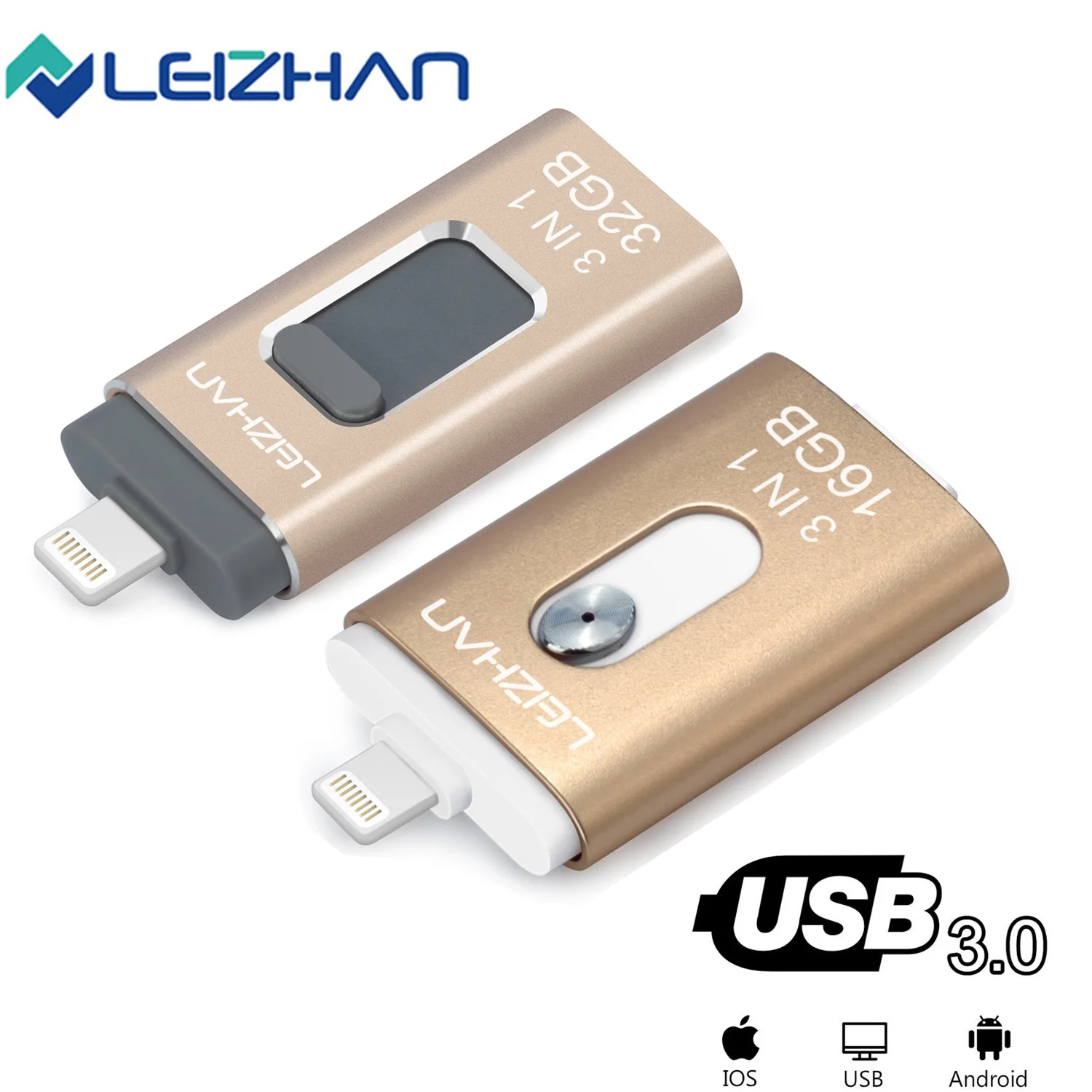 USB флеш накопитель LEIZHAN OTG для iPhone iPad 3 0 Micro U диск карта памяти мобильного телефона