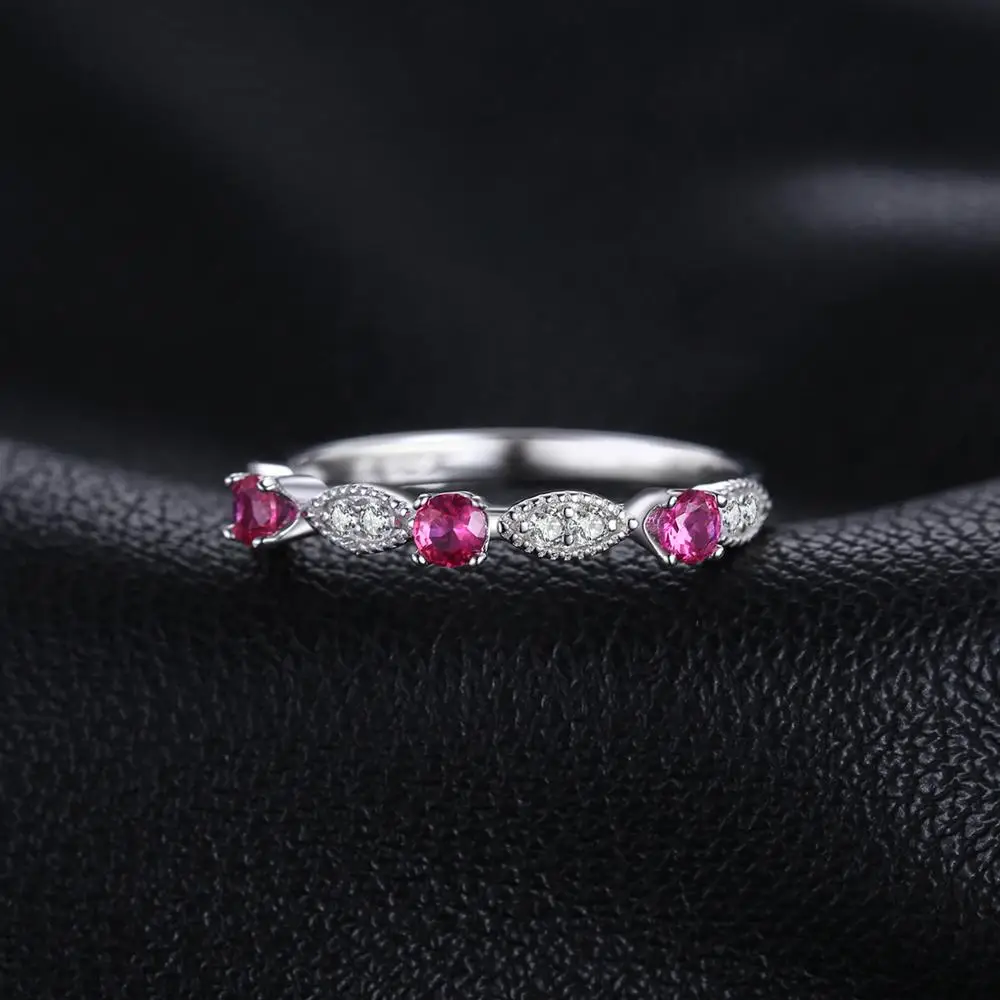Jewelrypalace 3 Камень Круглый 0.45ct СОЗДАН RUBY Обручение Свадебные Кольца для Для женщин